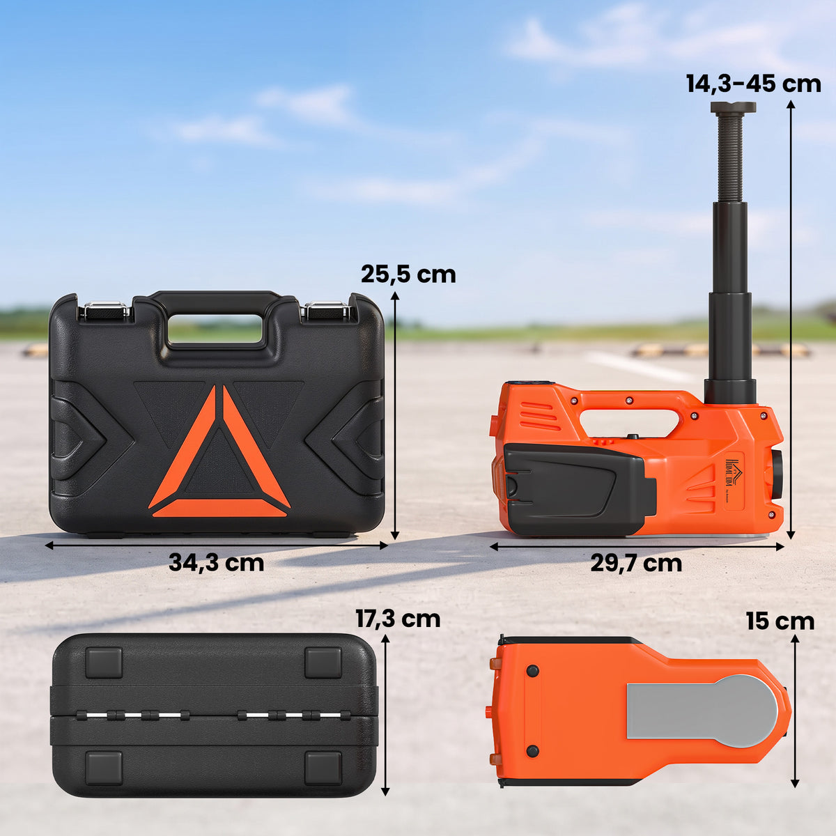 Kit de Macaco Hidráulico Elétrico 5T 12V – Com Luz LED e Bomba de Ar