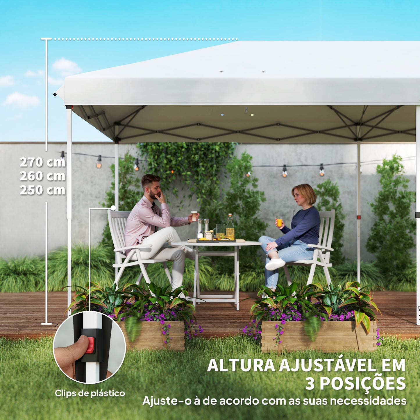 Tenda com Paredes Laterais Amovíveis Branco