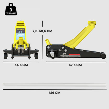 Macaco Hidráulico de Carro – Altura de Elevação 7,5 a 50,5 cm
