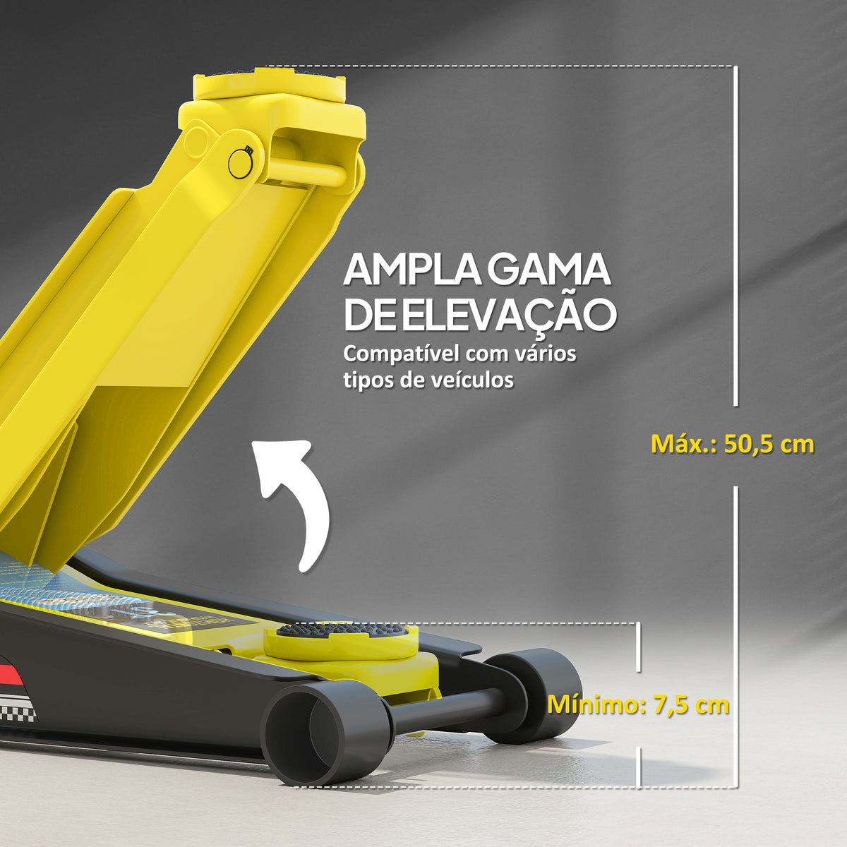 Macaco Hidráulico de Carro – Altura de Elevação 7,5 a 50,5 cm