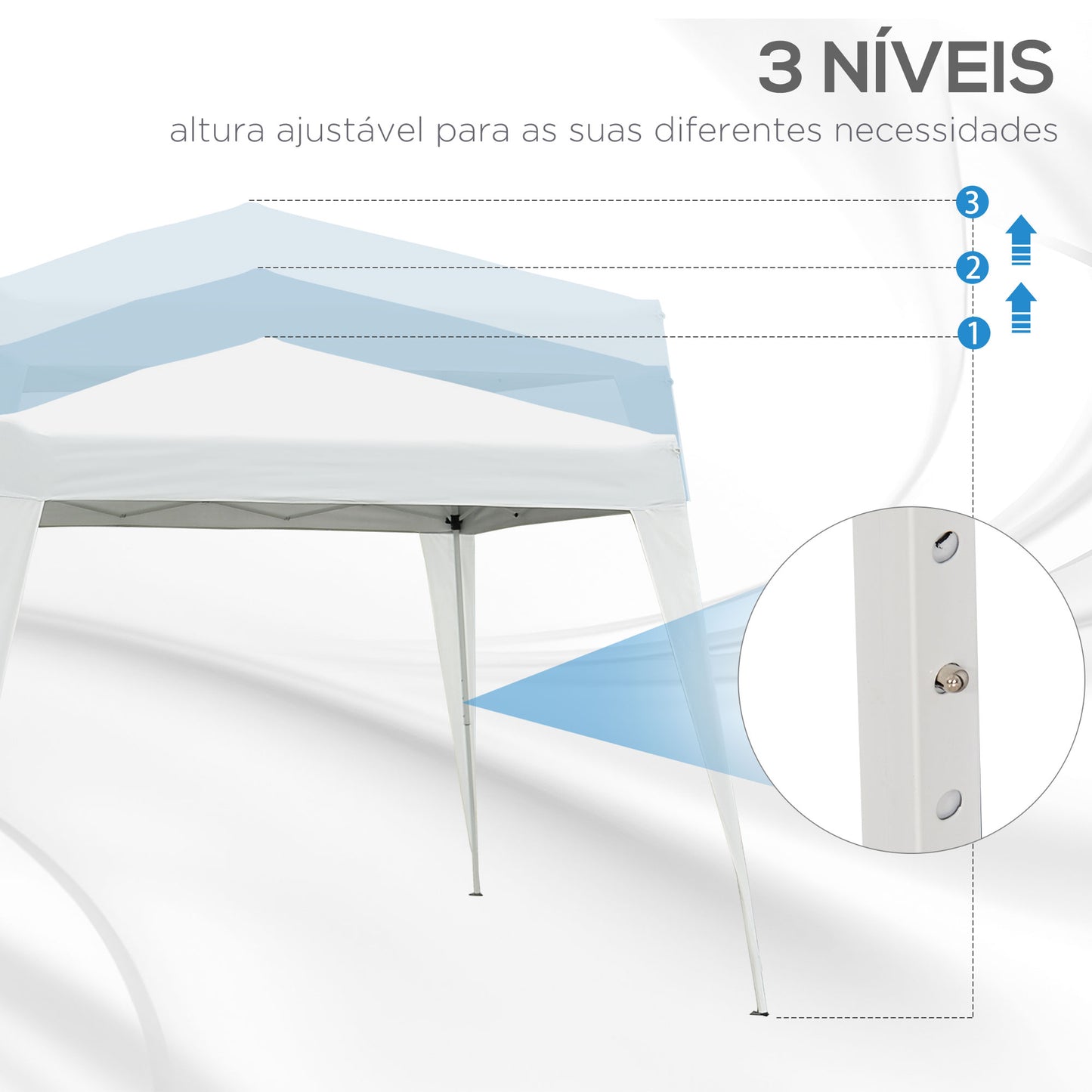 Tenda Dobrável Pop-Up 3x3 Branco Prateado
