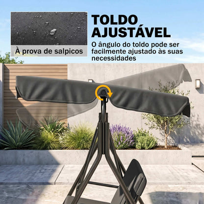 Baloiço de Jardim de 3 Lugares com Almofada Preto