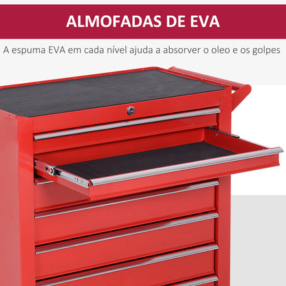 Carrinho de Ferramentas com 7 Gavetas Vermelho