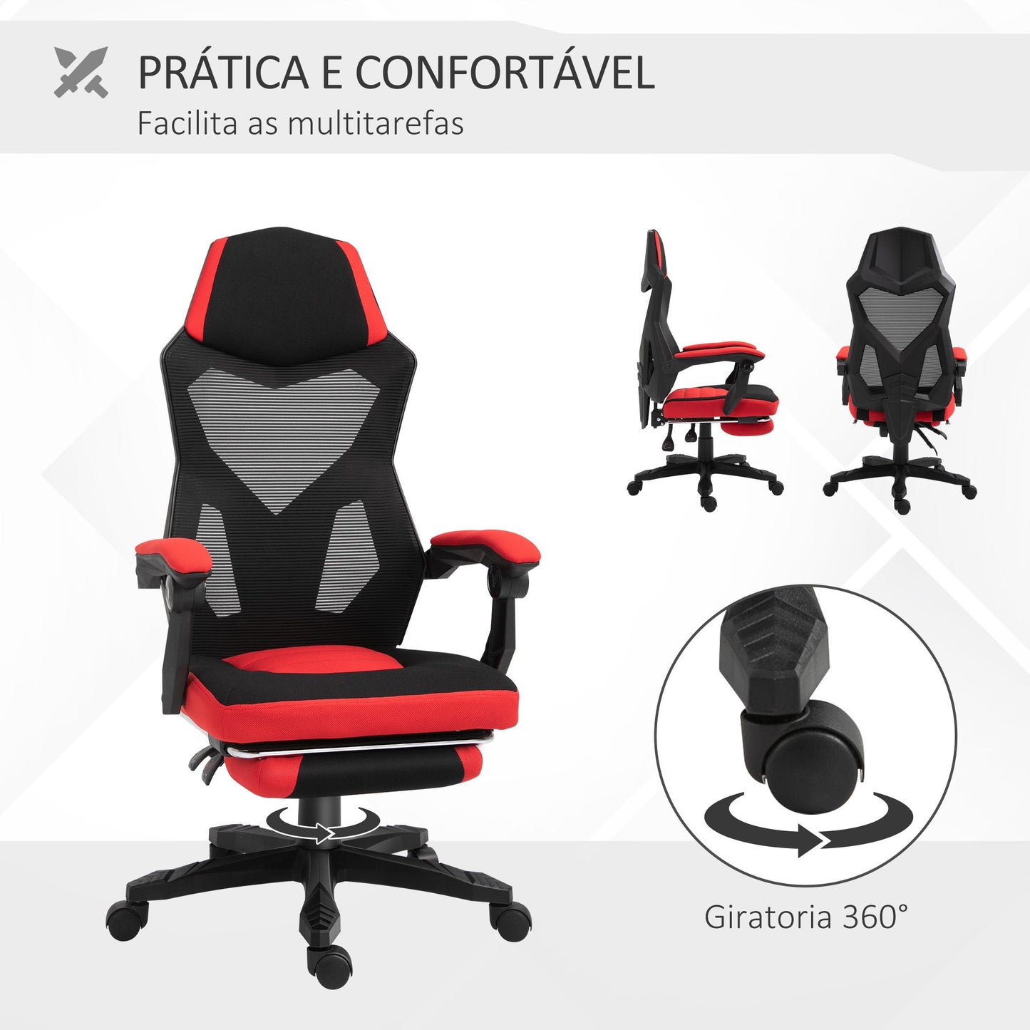 Cadeira de Escritório Ergonômica Vermelha