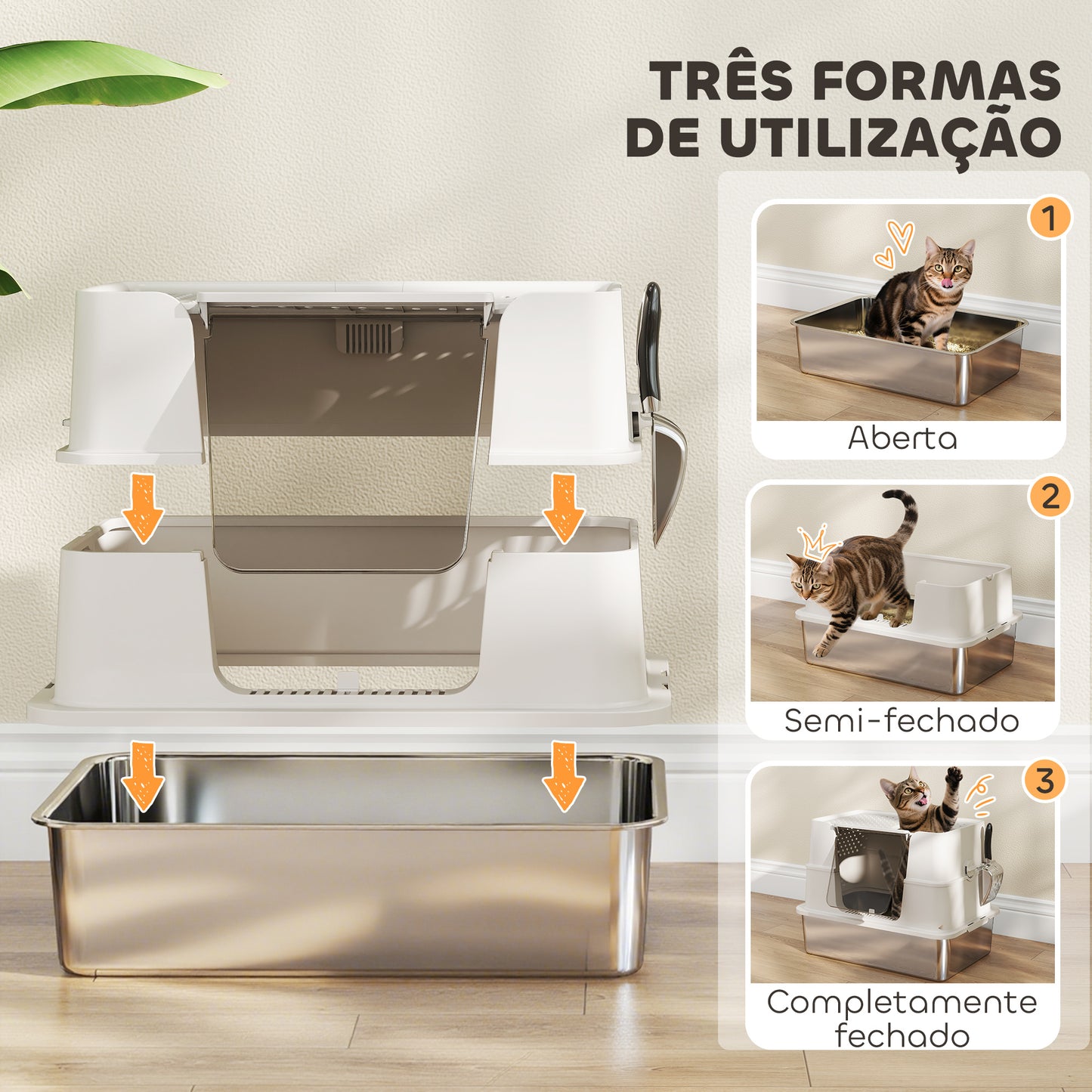 Caixa de Areia para Gatos XL Tampa Rebatível