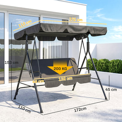 Baloiço de Jardim de 3 Lugares com Almofada Preto