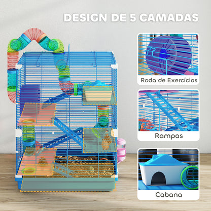 Gaiola para Hamsters com Túnel, Comedouro e Bebedouro