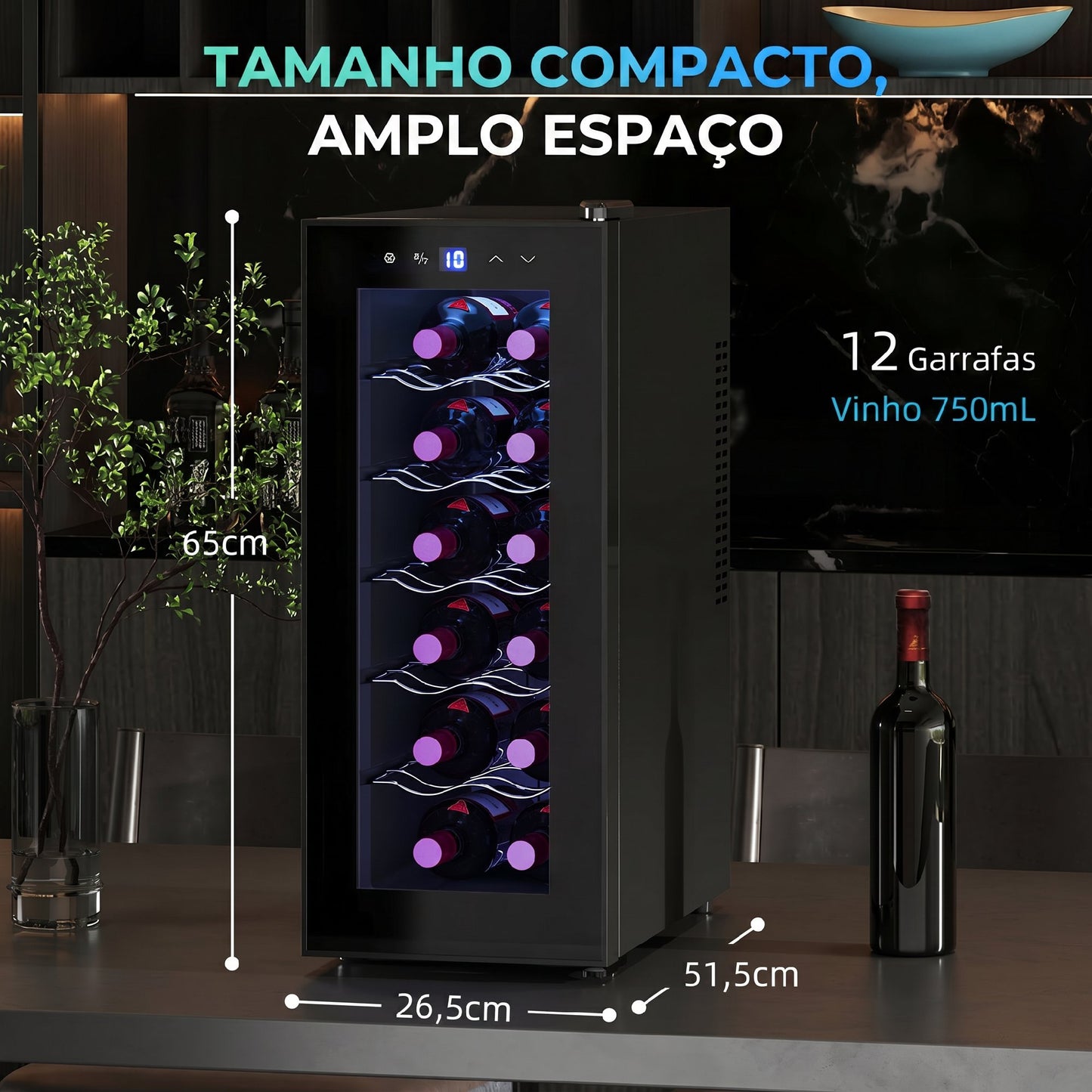 Cave de Vinhos para 12 Garrafas com Refrigeração Termoelétrica