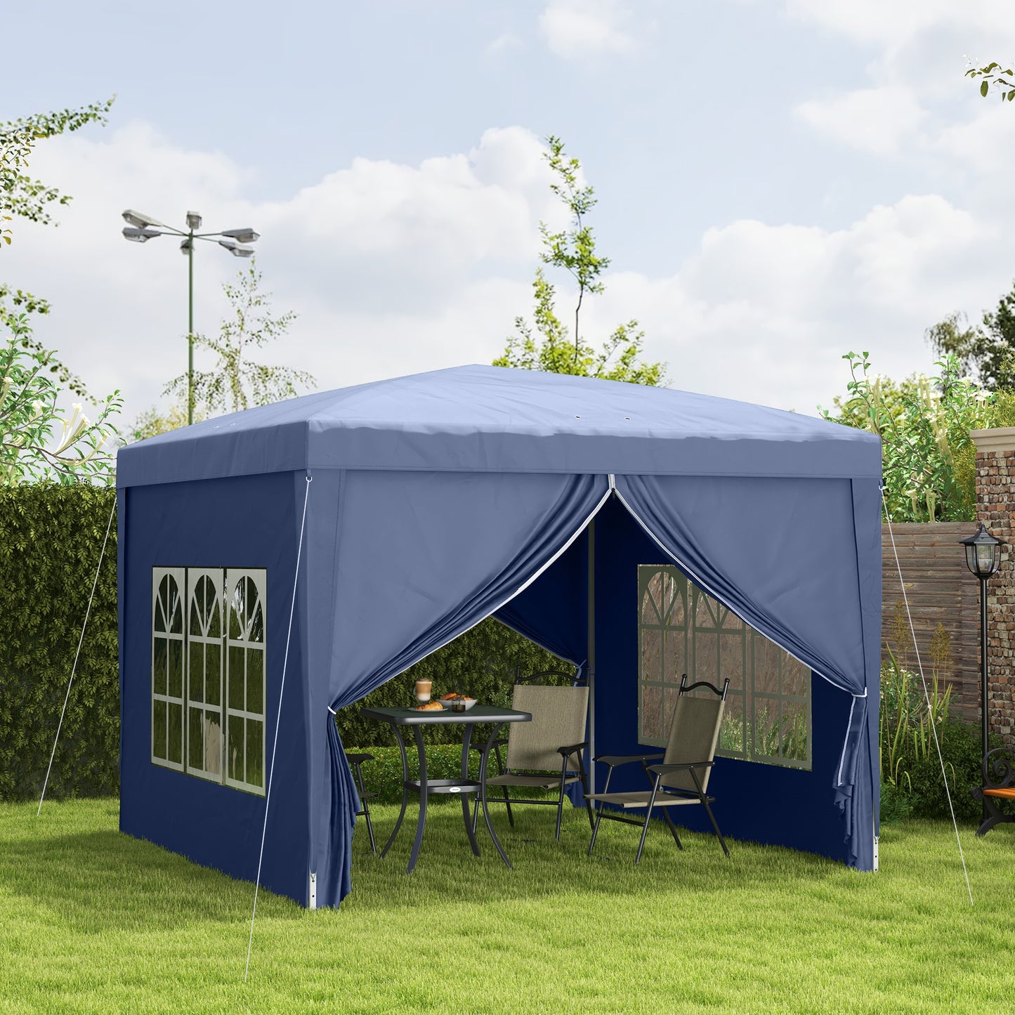 Tenda Dobrável Pop-Up com 4 Paredes Laterais Azul