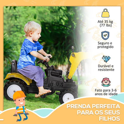 Trator a Pedais Infantil Escavadora com Pá Dianteira