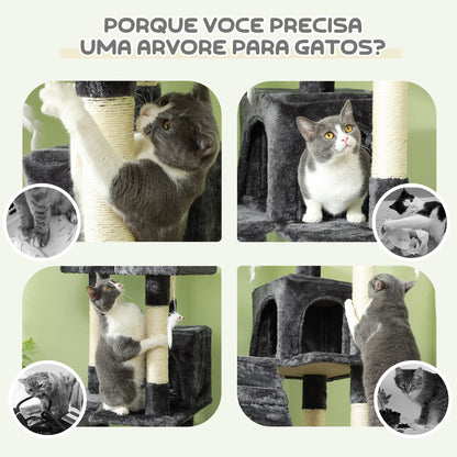 Arranhador para Gatos com Múltiplos Níveis Cinzento