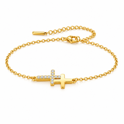 Pulseira Com Cruz – Dourada e Prateada