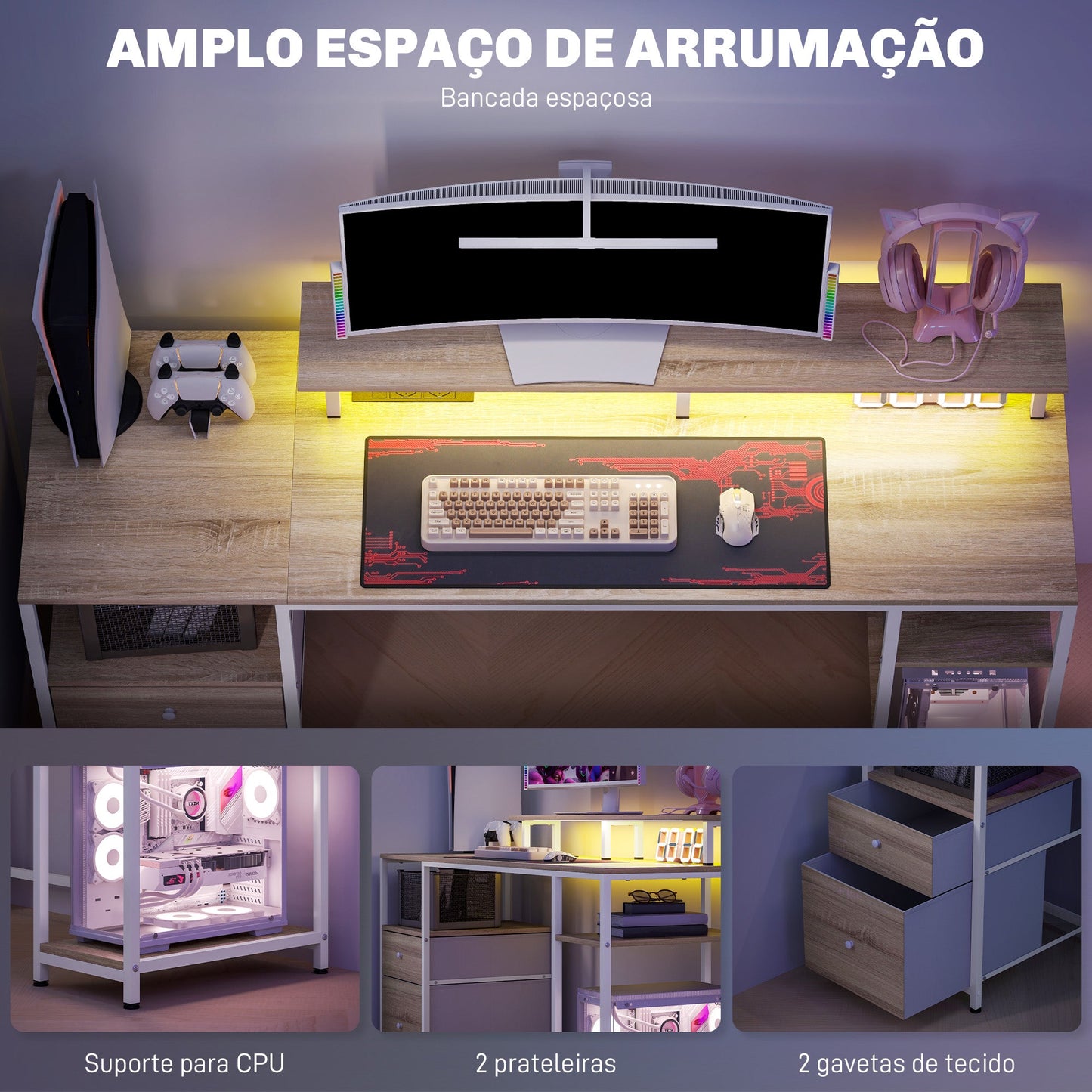 Mesa para Computador com Luzes LED