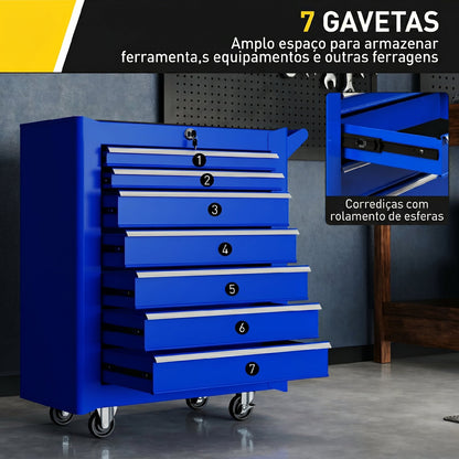 Carrinho de Ferramentas com 7 Gavetas Azul