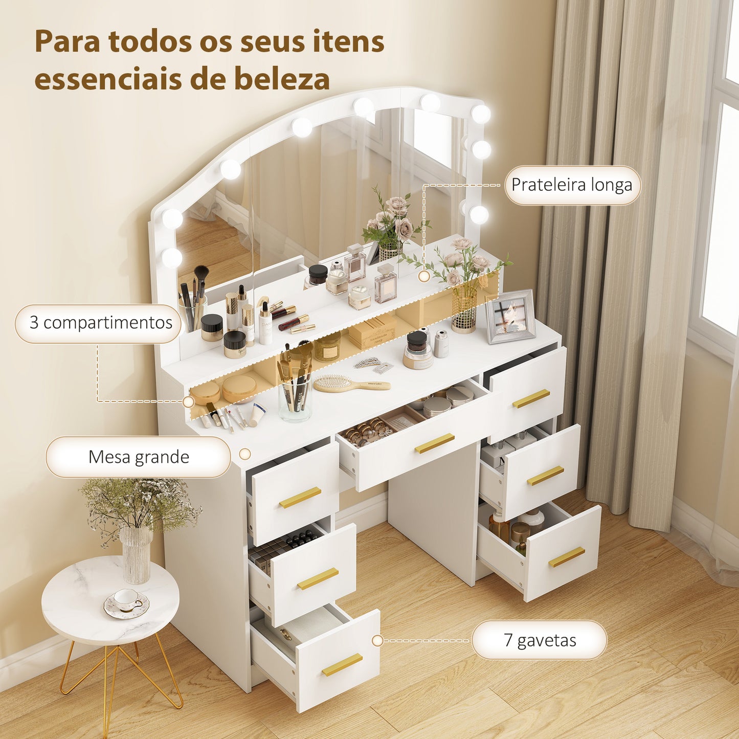 Toucador de Maquilhagem com Espelho