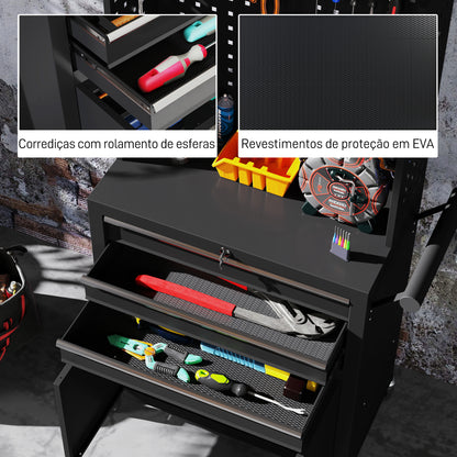 Carrinho de Ferramentas com 3 Gavetas e Painel de Perfurado