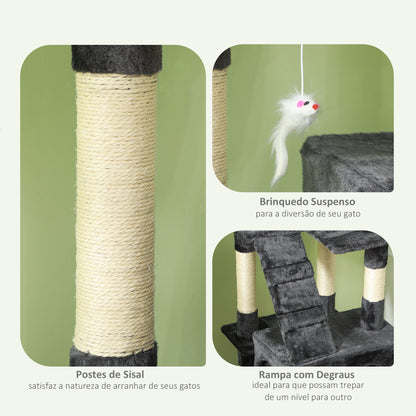 Arranhador para Gatos com Múltiplos Níveis Cinzento