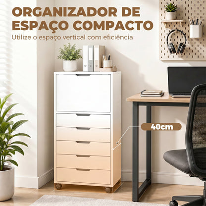 Gaveteira de Escritório com 5 Gavetas e Fecho Suave