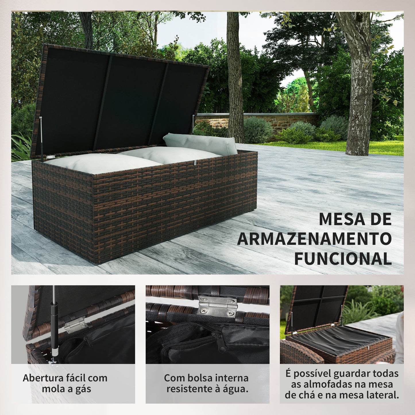 Conjunto de Jardim Exterior em Vime de 6 Peças