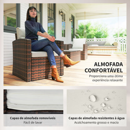 Conjunto de Jardim Exterior em Vime de 6 Peças