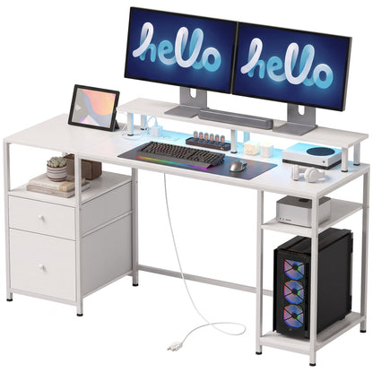 Secretária com Luzes LED e Portas USB