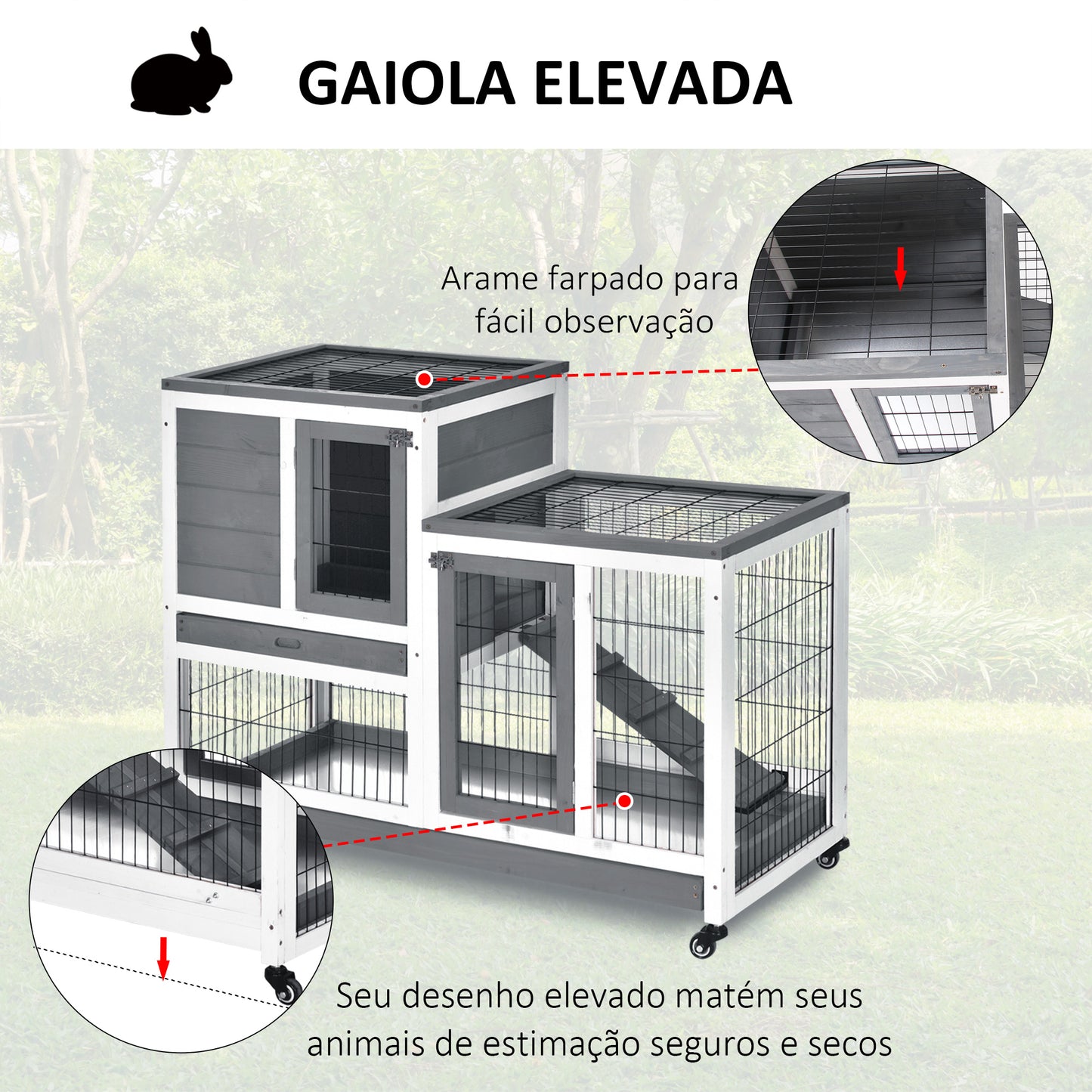 Coelheira de Madeira para Interior com Rodas