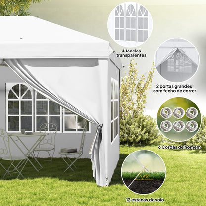 Tenda com Paredes Laterais Amovíveis Branco
