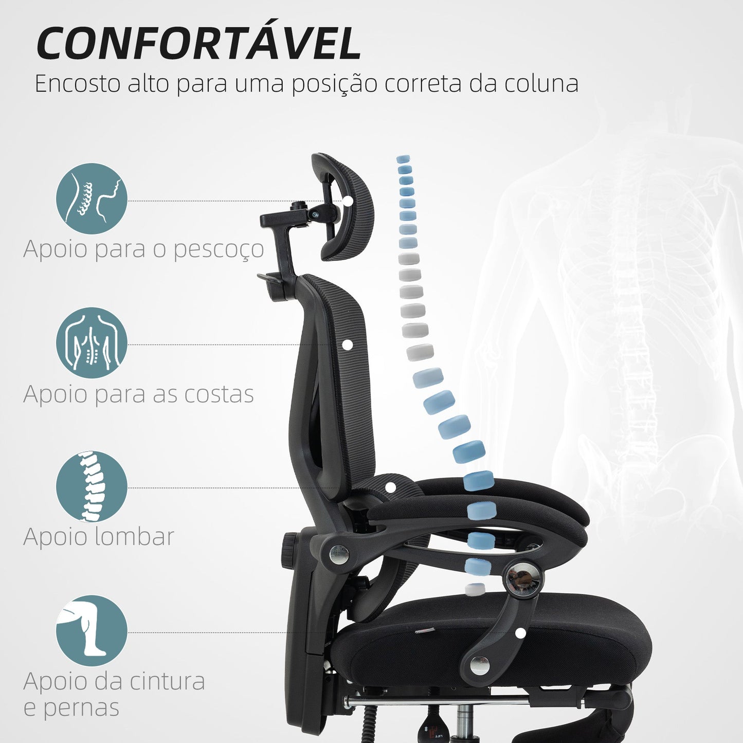 Cadeira de Escritório de Malha Reclinável