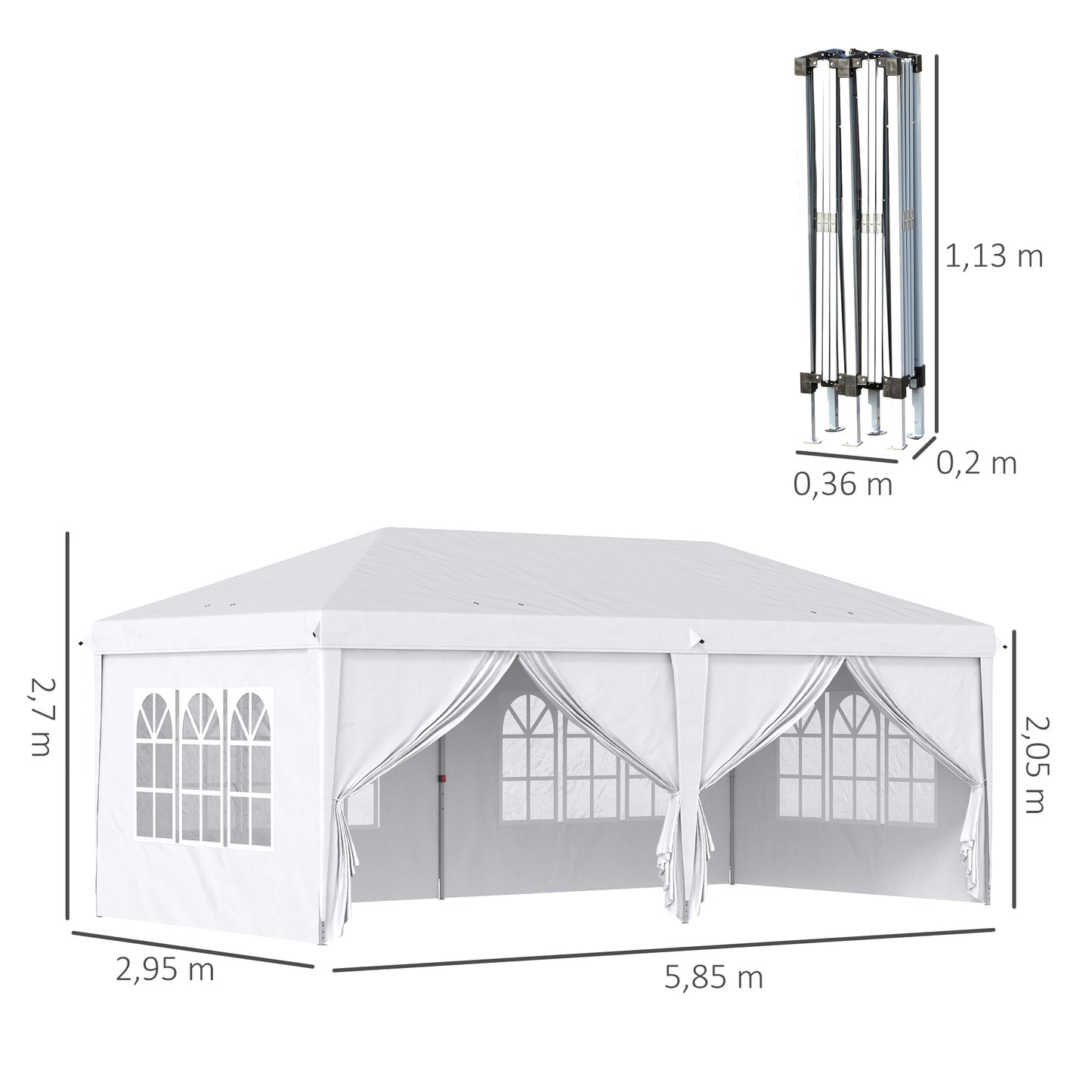 Tenda com Paredes Laterais Amovíveis Branco