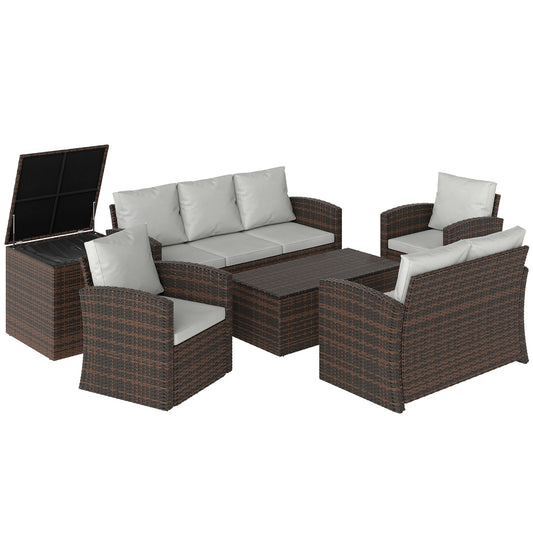 Conjunto de Jardim Exterior em Vime de 6 Peças