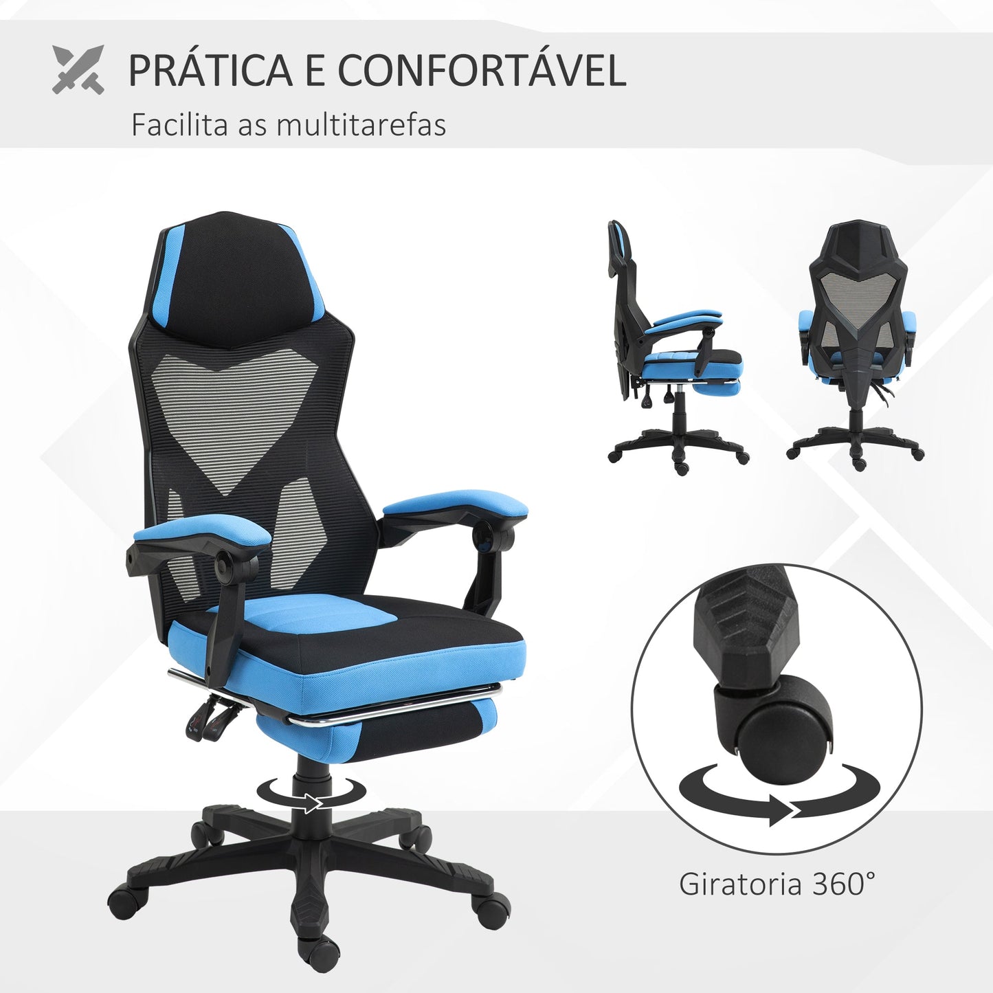 Cadeira de Escritório Ergonômica Azul