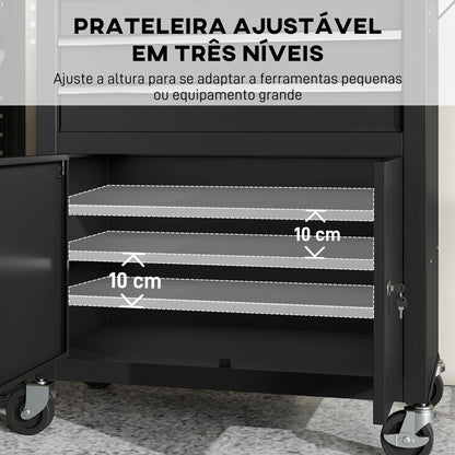 Carrinho de Ferramentas com 3 Gavetas e Painel de Perfurado
