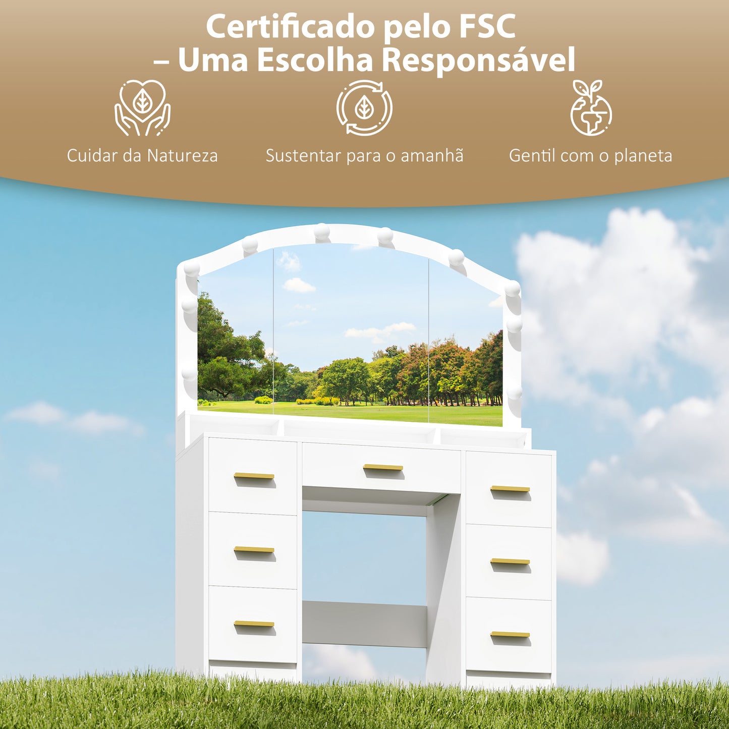 Toucador de Maquilhagem com Espelho