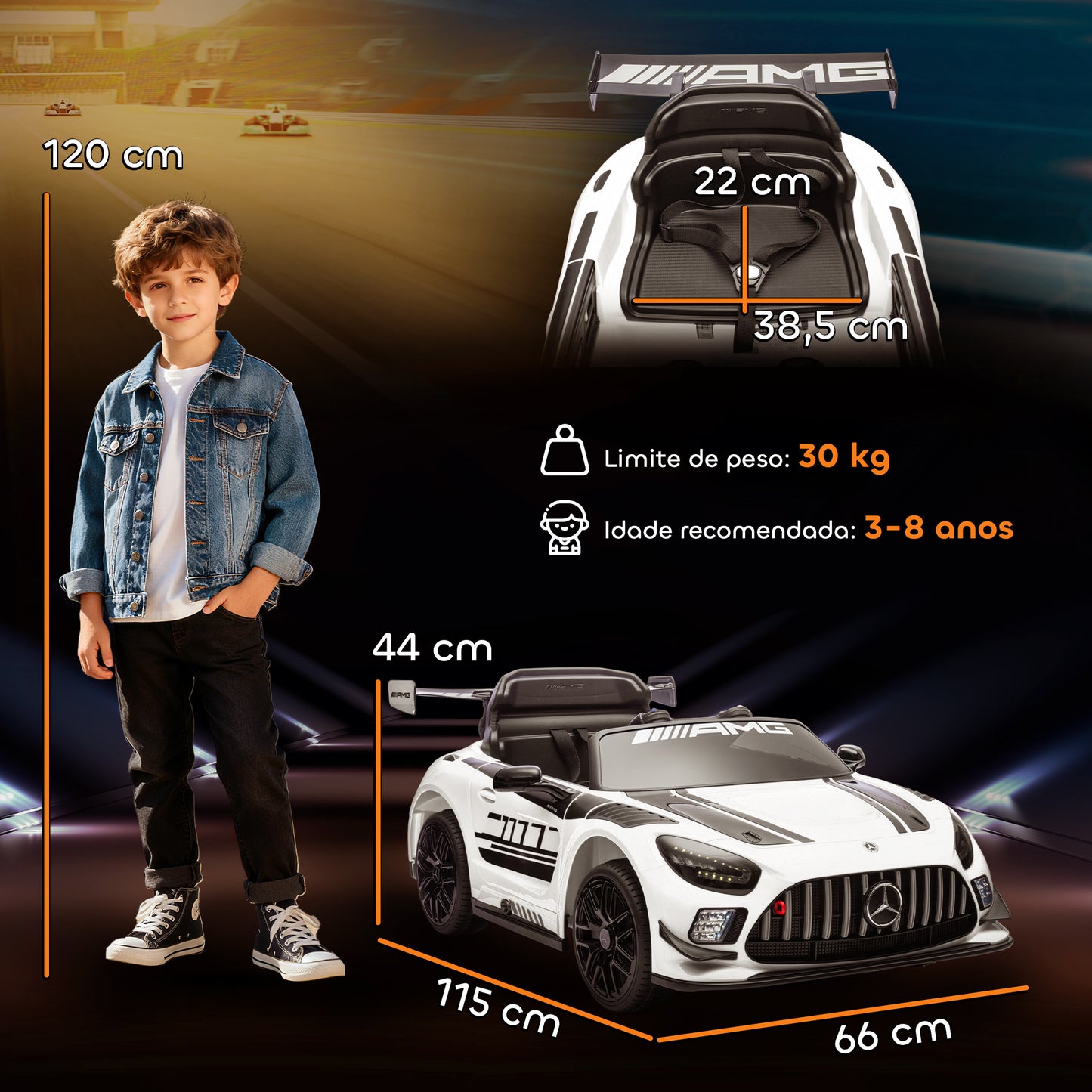 Carro Elétrico Infantil Mercedes-AMG GT3 EVO 12V