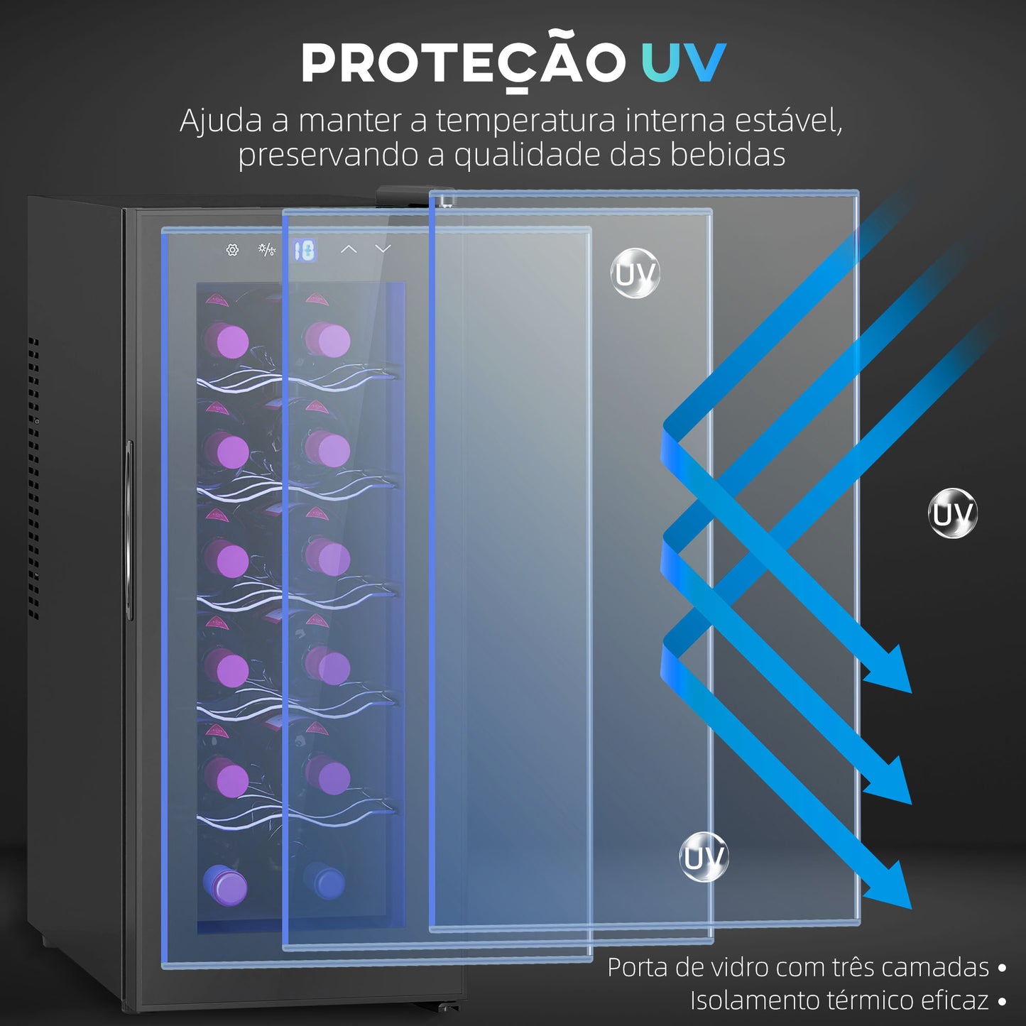 Cave de Vinhos para 12 Garrafas com Refrigeração Termoelétrica