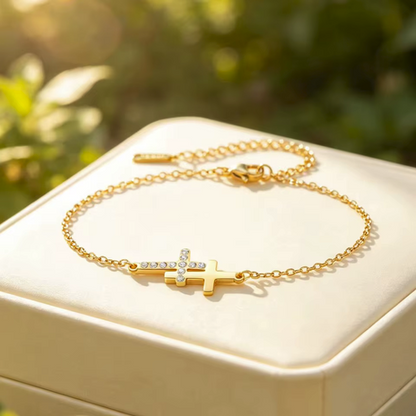 Pulseira Com Cruz – Dourada e Prateada
