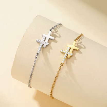 Pulseira Com Cruz – Dourada e Prateada