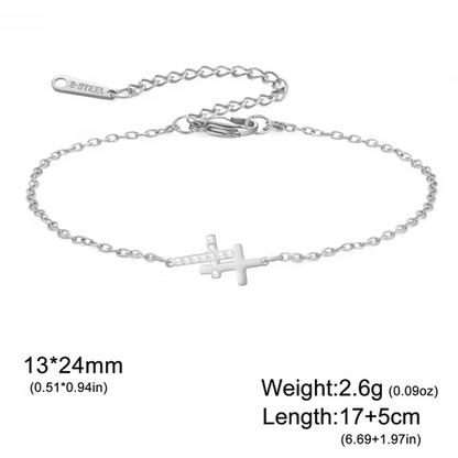 Pulseira Com Cruz – Dourada e Prateada