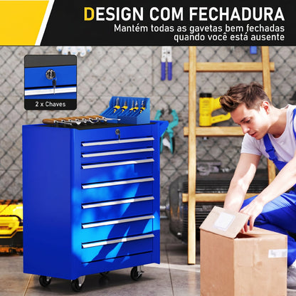 Carrinho de Ferramentas com 7 Gavetas Azul