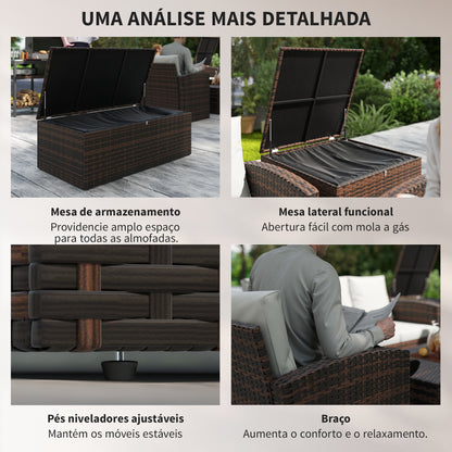 Conjunto de Jardim Exterior em Vime de 6 Peças