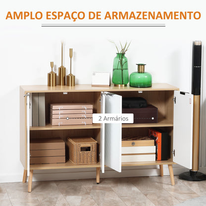 Aparador de Cozinha Moderno com 2 Armários e Prateleiras
