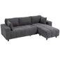 Sofá Chaise Longue Reversível de 3 Lugares Cinzento Escuro