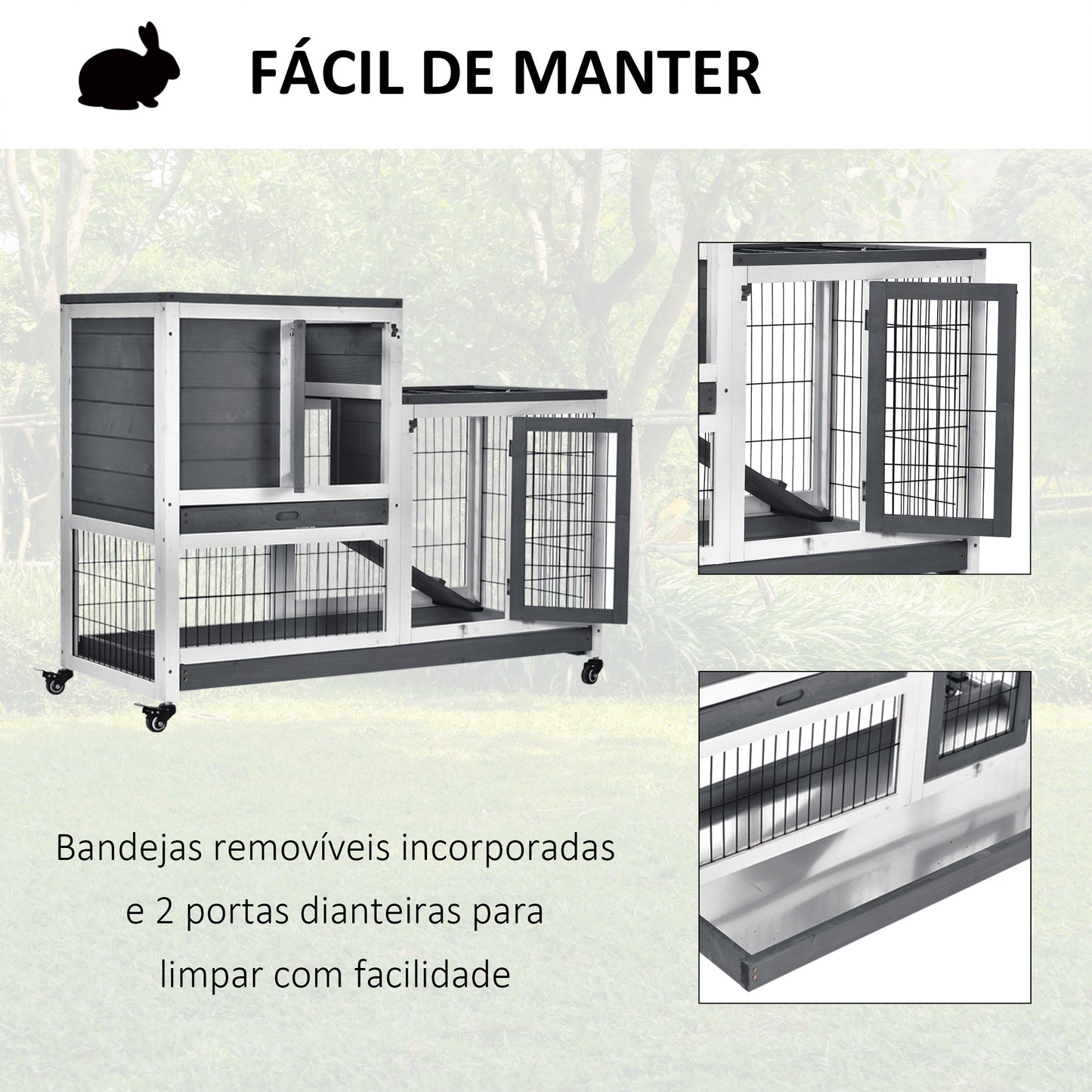 Coelheira de Madeira para Interior com Rodas
