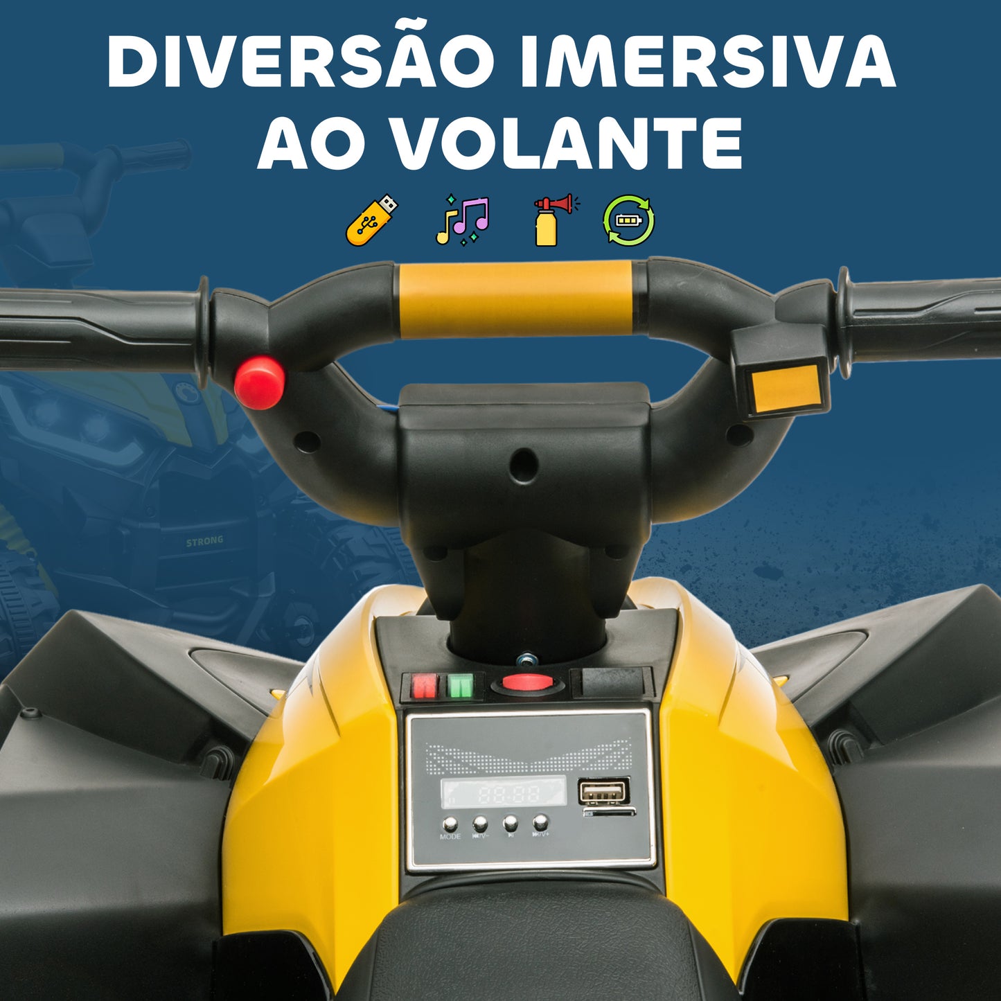 Quadriciclo Elétrico Infantil 6V com Faróis e Música