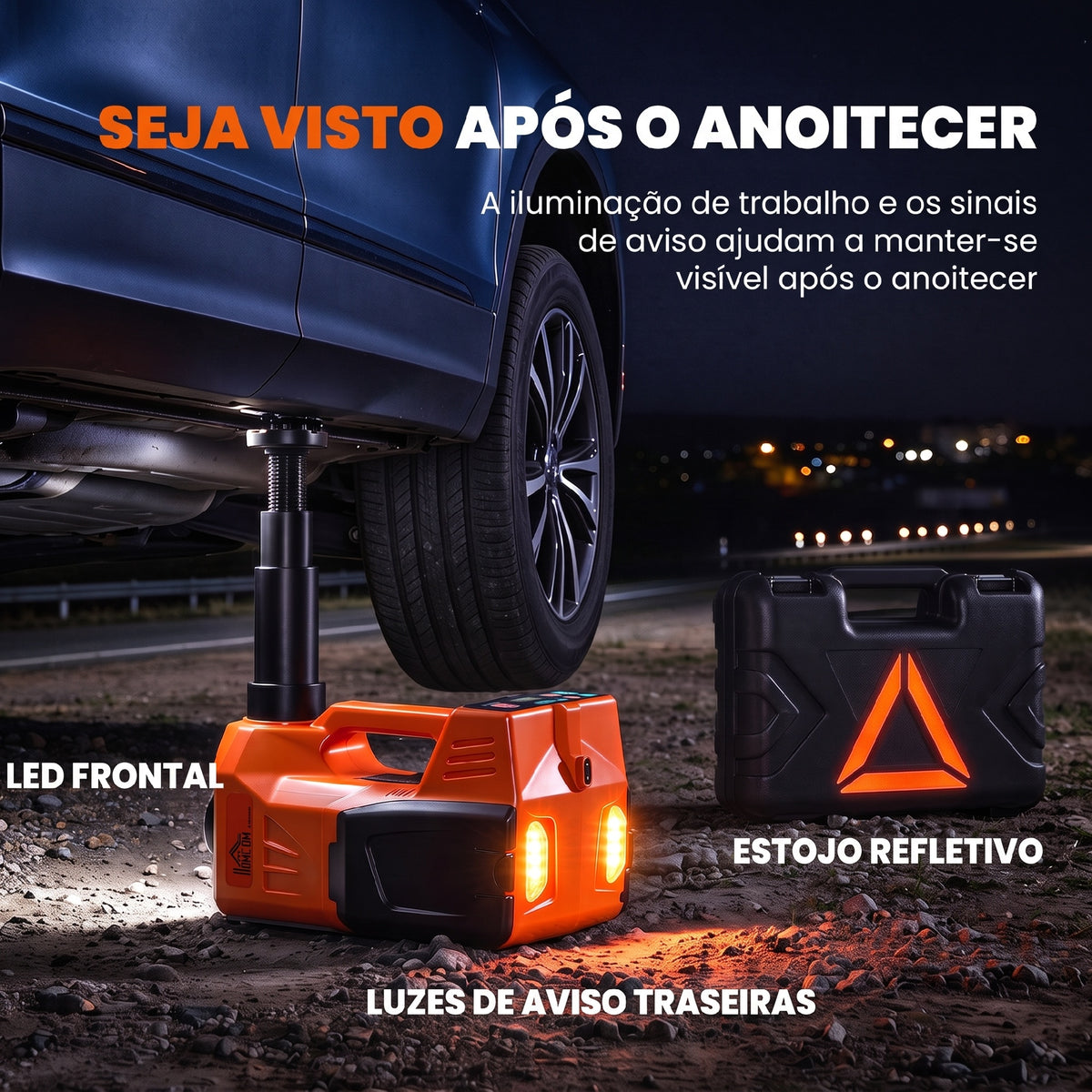 Kit de Macaco Hidráulico Elétrico 5T 12V – Com Luz LED e Bomba de Ar
