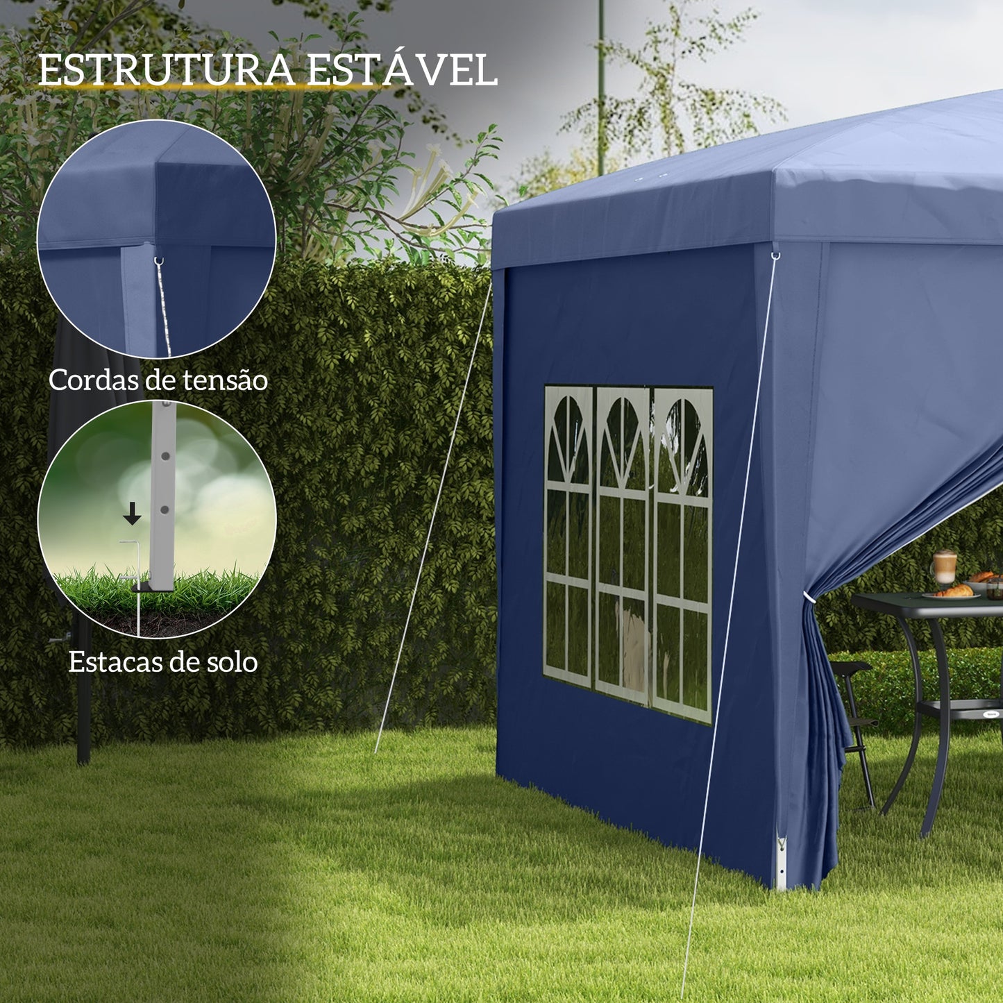 Tenda Dobrável Pop-Up com 4 Paredes Laterais Azul