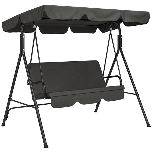 Baloiço de Jardim de 3 Lugares com Almofada Preto
