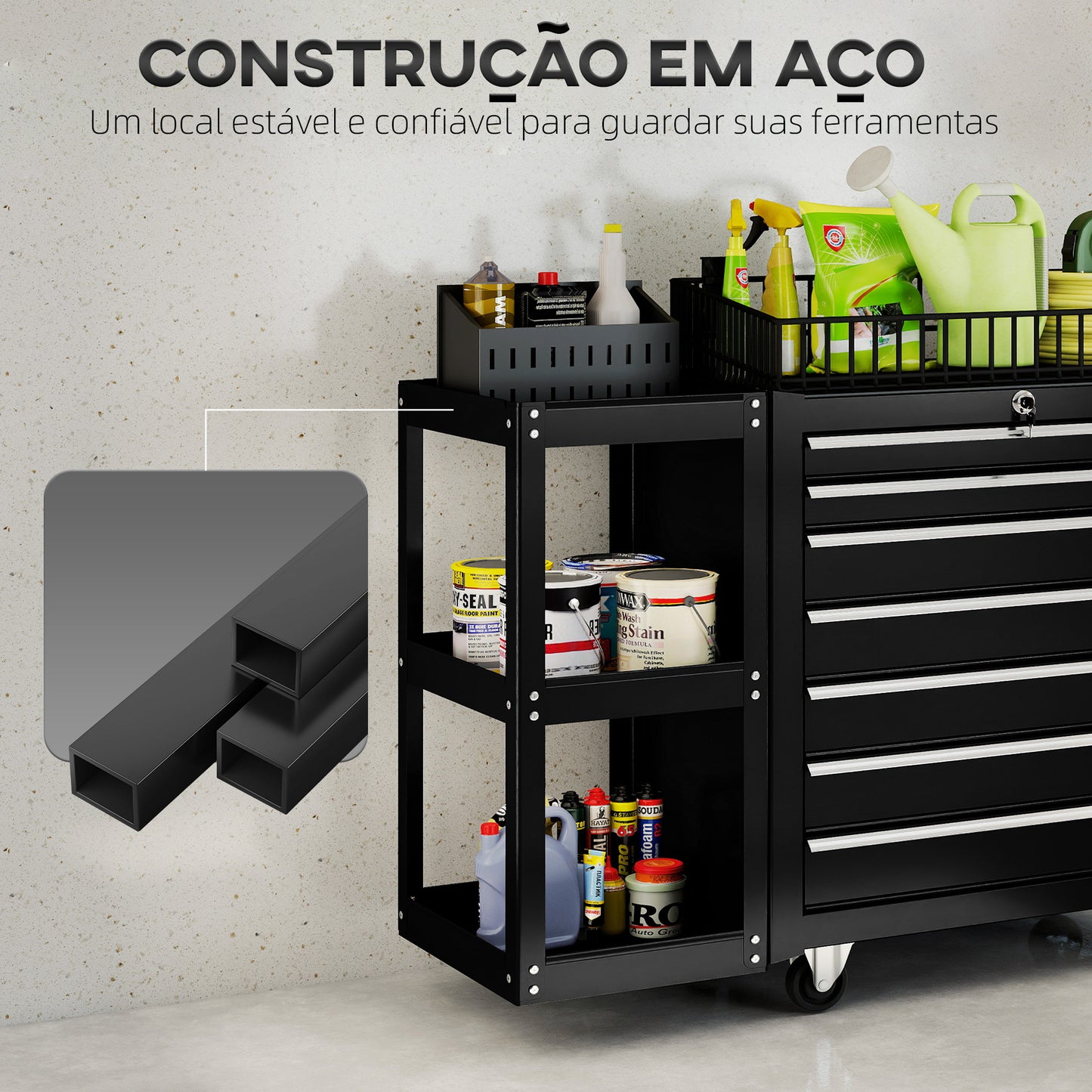 Carrinho de Ferramentas + Estante Preta