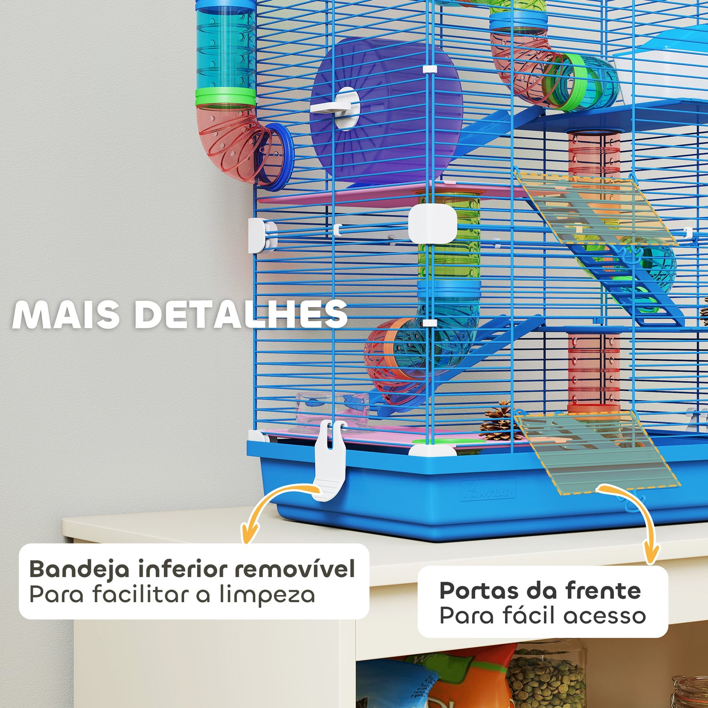 Gaiola para Hamsters com Túnel, Comedouro e Bebedouro