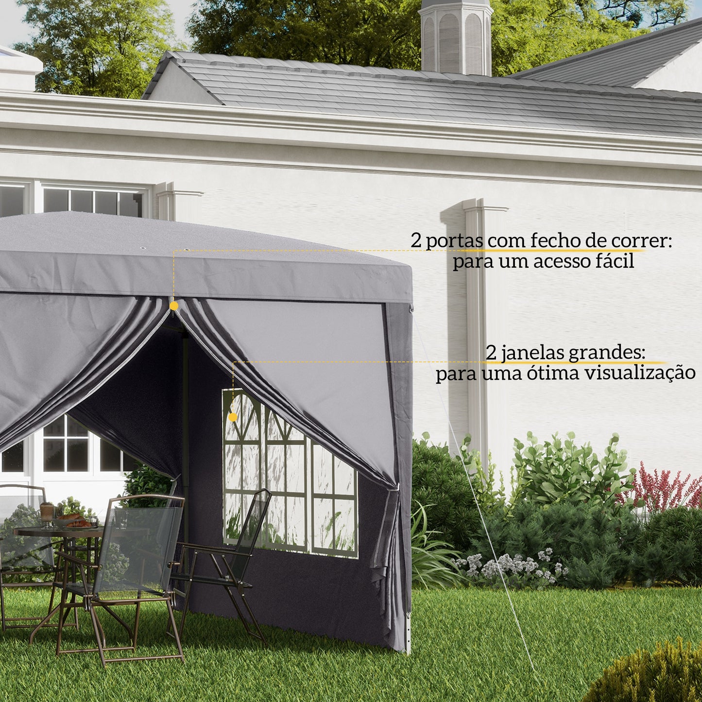 Tenda Dobrável Pop-Up com 4 Paredes Laterais Verde
